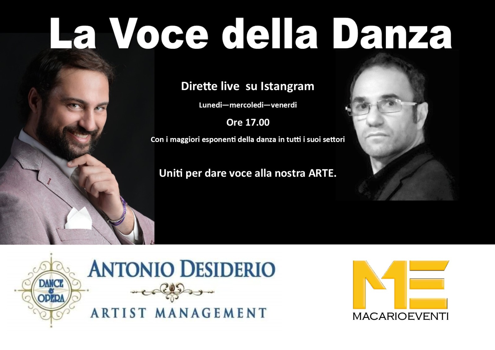 “LA VOCE DELLA DANZA”, Talk show live su Instagram