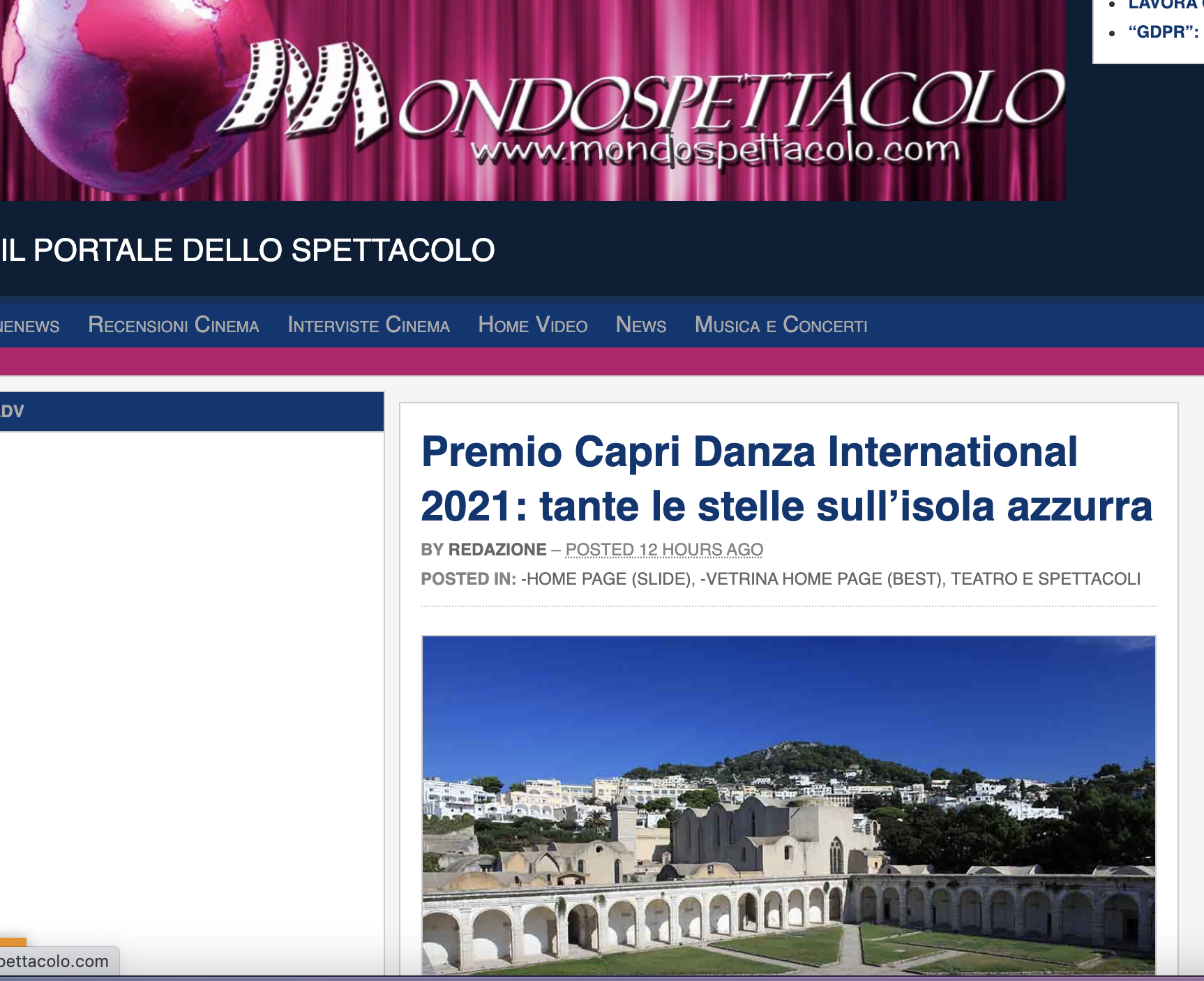 Premio Capri Danza International – MondoSpettacolo