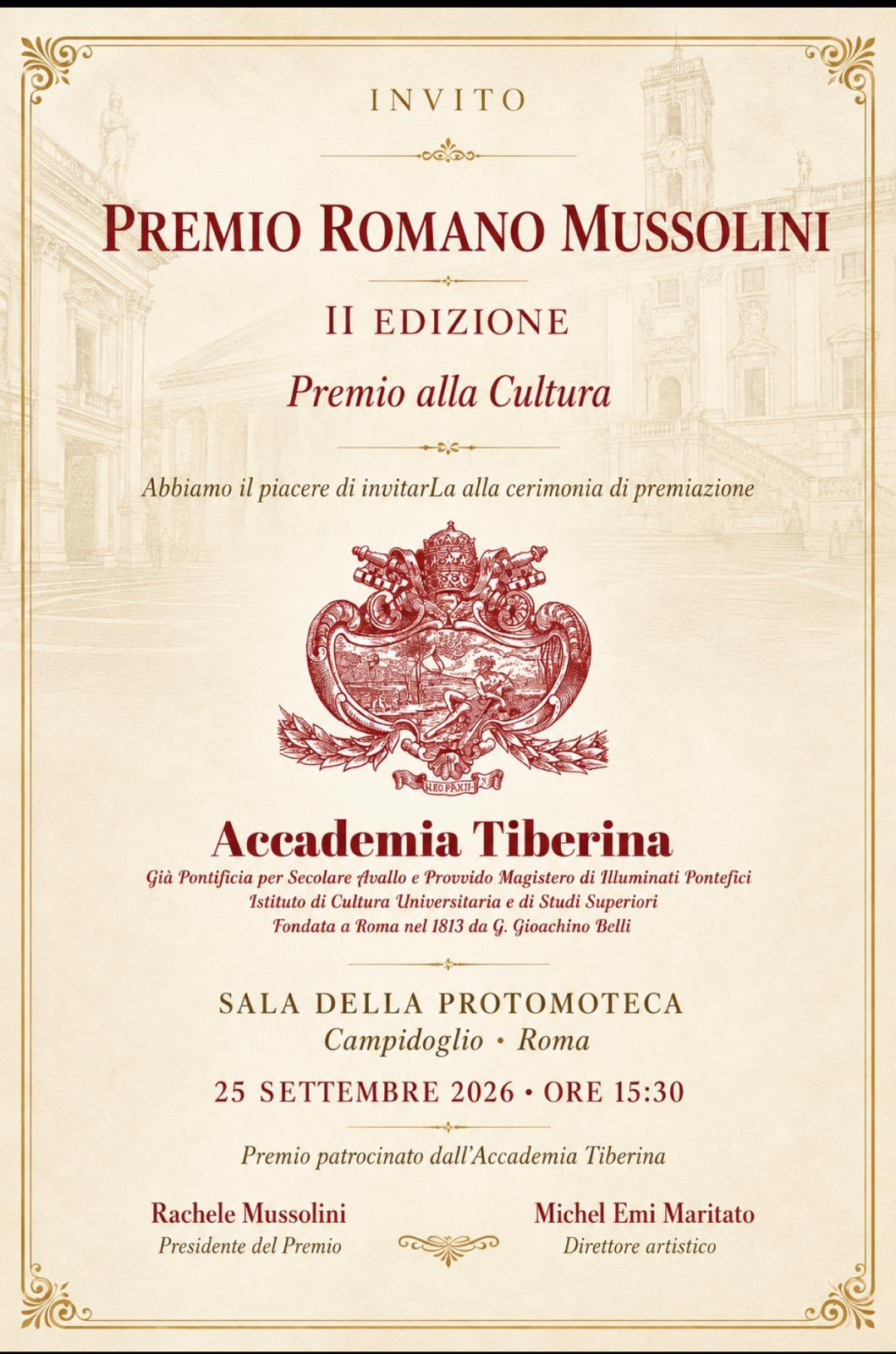 PREMIO ALLA CULTURA ROMANO MUSSOLINI, Sala Protomoteca del Campidoglio, Roma