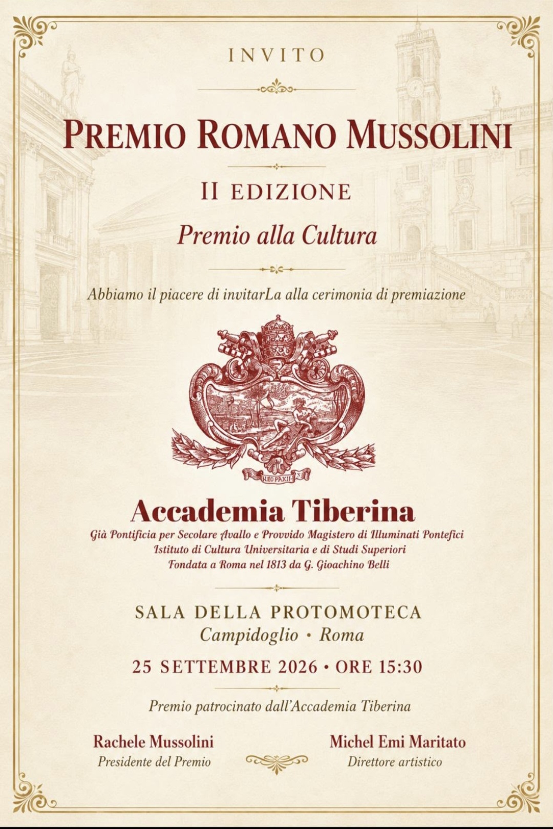 PREMIO ROMANO MUSSOLINI, II edizione, Sala della Protomoteca del Campidoglio, Roma